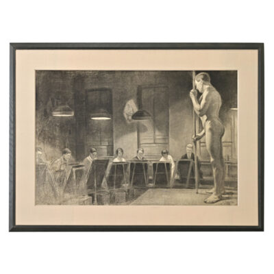 English 1920s Large Charcoal Life Drawing
