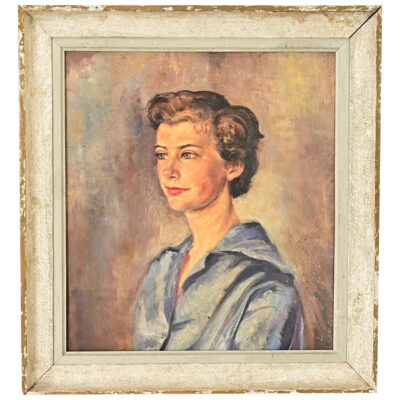 English Midcentury Framed Portrait of a Lady