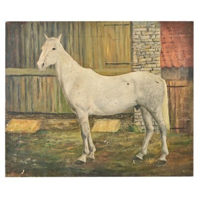 English Portrait of a White Horse by Dominic Fels