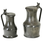 French Pair of 19th Century Pewter Flagons 1 French Pair of 19th Century Pewter Flagons