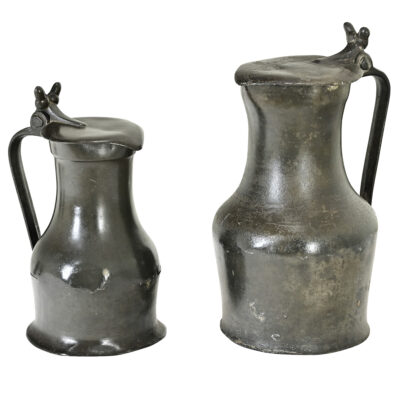 French Pair of 19th Century Pewter Flagons