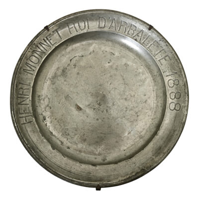 French 19th Century Pewter Dedicatory Charger Plate