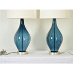 Pair of Blue Glass Table Lamps