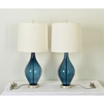 Pair of Blue Glass Table Lamps