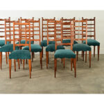 French Midcentury Set of 11 Ladderback Dining Chairs