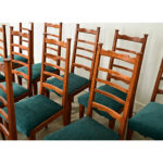 French Midcentury Set of 11 Ladderback Dining Chairs
