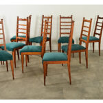 French Midcentury Set of 11 Ladderback Dining Chairs