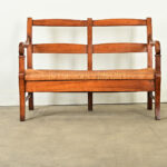 French 19th Century Oak and Rush Seat Bench