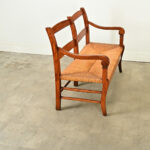French 19th Century Oak and Rush Seat Bench