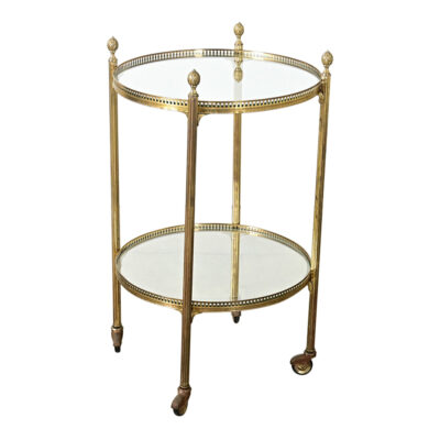 French Vintage Brass & Glass Tiered Table