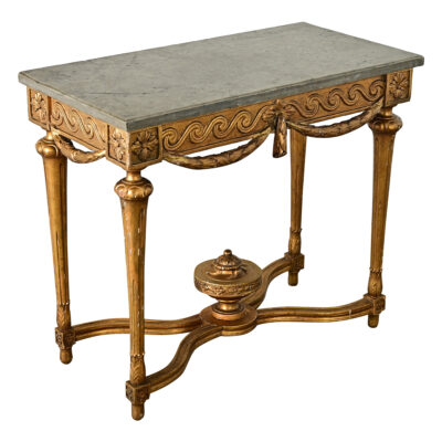 French 18th Century Gold Gilt Console with Marble Top