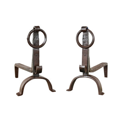 French Pair of 18th Century Forged Iron Chenets
