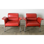 Pair of German Leather Armchairs & Ottoman by Wilkhahn