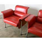Pair of German Leather Armchairs & Ottoman by Wilkhahn