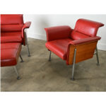 Pair of German Leather Armchairs & Ottoman by Wilkhahn