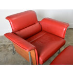 Pair of German Leather Armchairs & Ottoman by Wilkhahn