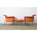 Pair of German Leather Armchairs & Ottoman by Wilkhahn