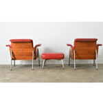 Pair of German Leather Armchairs & Ottoman by Wilkhahn