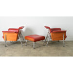 Pair of German Leather Armchairs & Ottoman by Wilkhahn