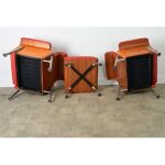 Pair of German Leather Armchairs & Ottoman by Wilkhahn