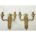 French Pair of 19th Century Louis XVI Style Gilt Bronze Sconces