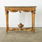 French 18th Century Gold Gilt Console with Marble Top