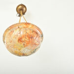 French Art Deco Carved Alabaster Pendant Light