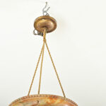 French Art Deco Carved Alabaster Pendant Light