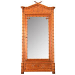 French 19th Century Faux Bamboo Pine & Mirror Armoire