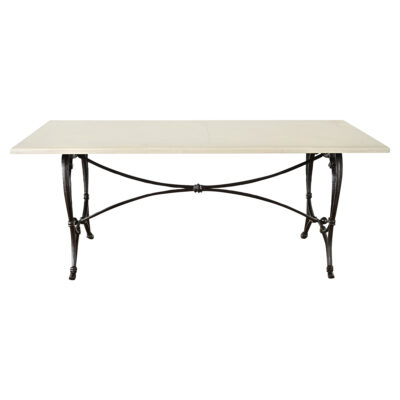 French Iron Base Dining Table & Painted Wood Top