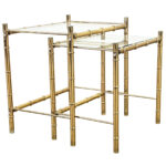French Vintage Faux Bamboo Brass Nesting Tables