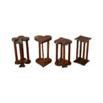 French Vintage Set of Oak Playing Card Stools