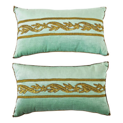 BVIZ Pair of Antique Ottoman Empire Gold Embroidery Pillows