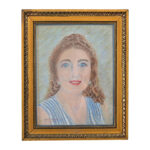 French Vintage Framed Pastel Portrait 1 French Vintage Framed Pastel Portrait