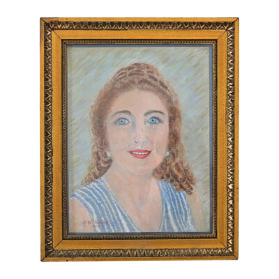 French Vintage Framed Pastel Portrait
