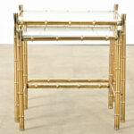 French Vintage Faux Bamboo Brass Nesting Tables