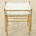 French Vintage Faux Bamboo Brass Nesting Tables