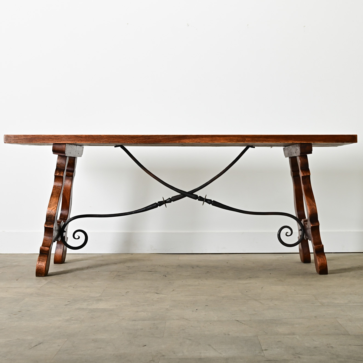 Spanish 19th Century Solid Oak Dining Table - Fireside Antiques