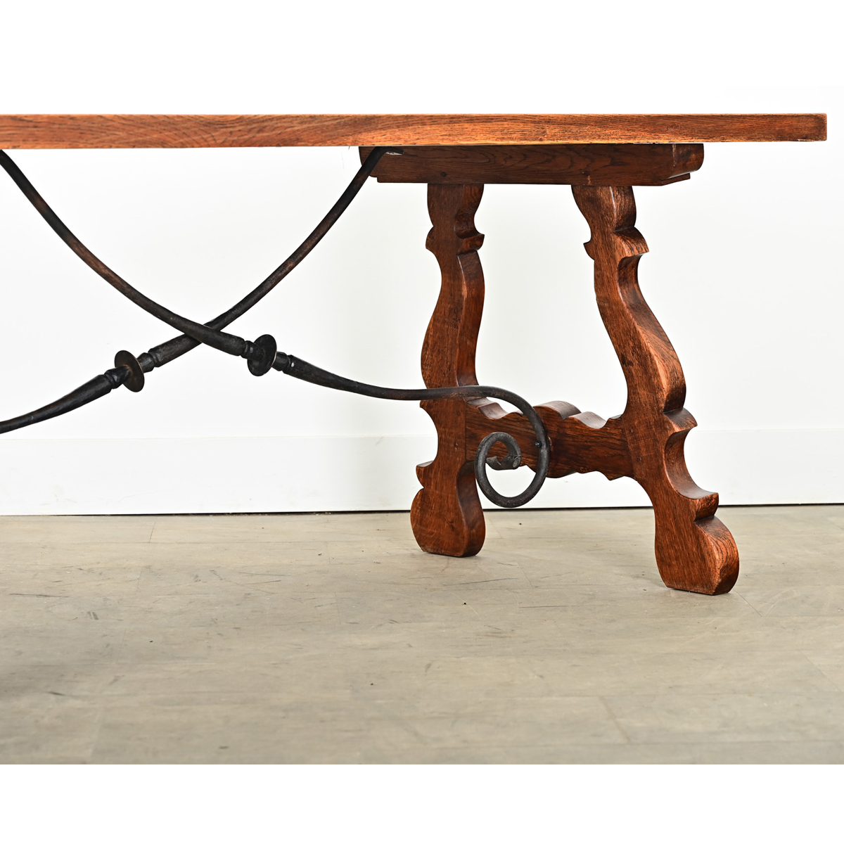 Spanish 19th Century Solid Oak Dining Table - Fireside Antiques
