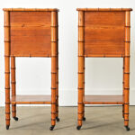 French Pair of Faux Bamboo Bedside Tables