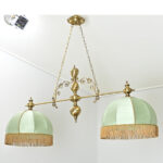 French Vintage Brass, Silk & Fringe Billiard Light