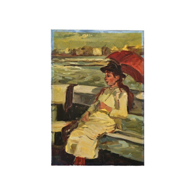 Petite French Vintage Oil Portrait Painting