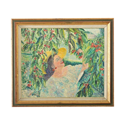 French Vintage Framed Oil Painting Portrait
