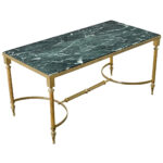 French Midcentury Marble and Brass Coffee Table