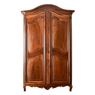 French 18th Century Louis XV Solid Walnut & Inlay Armoire