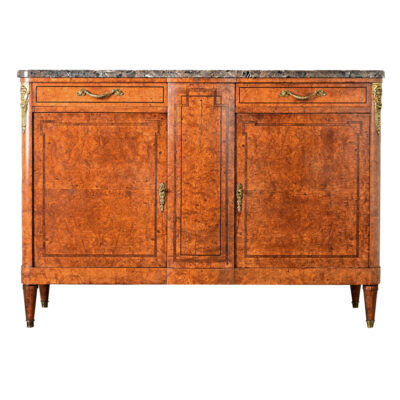 French 19th Century Burled Maple & Marble Top Buffet