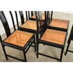 Italian Set of Six Cane & Ebonized Dining Chairs
