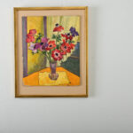 French Vintage Framed Painting of Poppies