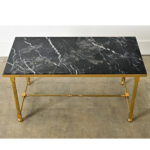 French Midcentury Black Marble and Brass Coffee Table