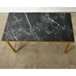 French Midcentury Black Marble and Brass Coffee Table